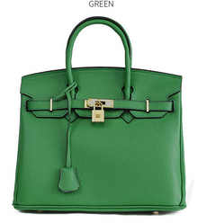 Platinum Lychee Leather Handbag