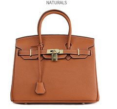 Platinum Lychee Leather Handbag
